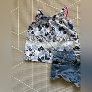 Old Navy|FREE w kids purchase,baby girl/toddler Floral Tank Top & jean shorts•3T